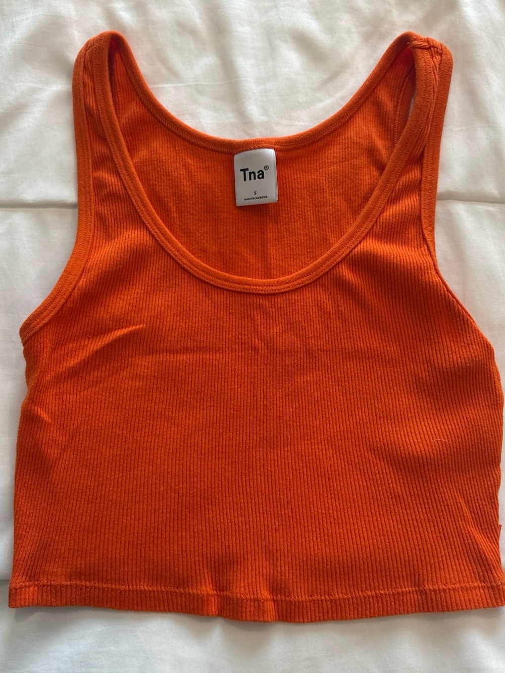 Aritzia TNA Bright Orange Ribbed Cropped Tank